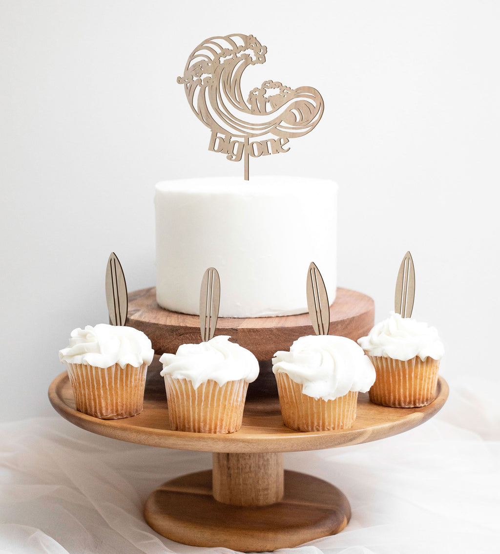 Big ONE Wave Surf Board Cake Toppers