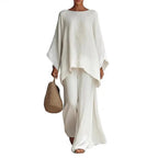 New women's set: loose-fitting shirt and wide-leg trousers