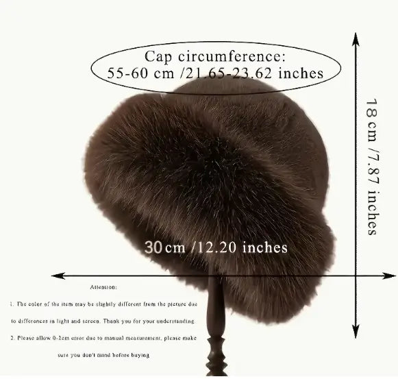Elegant women's winter hat, thick and warm plush Mongolian hat with ear protection, elastic fit & soft faux fur trim, lightweight warmth for cold weather, outdoor activities.
