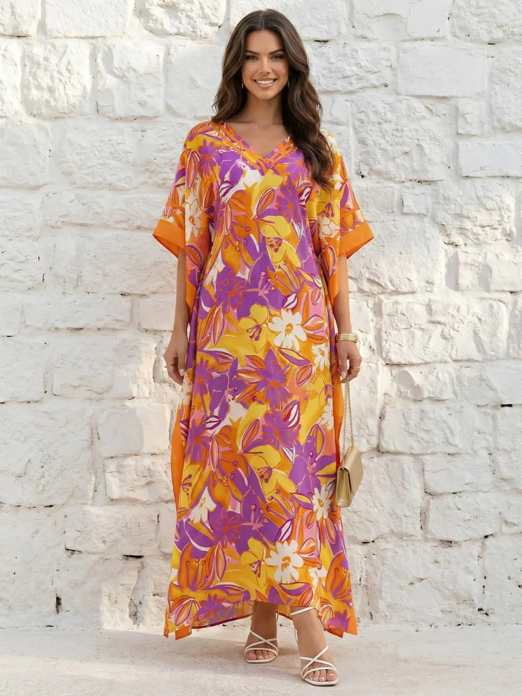 Women's Leopard Print Kaftan Robe – Loose-Fitting Beach Print Dress