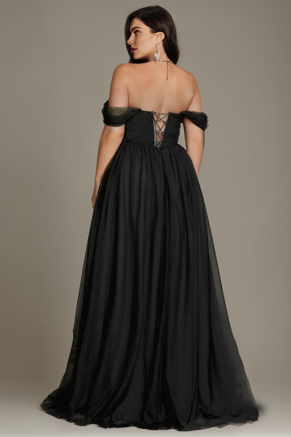 Curveins Plus Size Off-Shoulder Strapless Sleeveless Cinched-Waist Maxi Dress