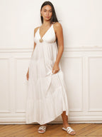 Robe longue à bijou et grands volants