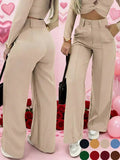 Women's Simple Wide-Leg Pants with Double Button Front, Versatile Commuter Essential Single Piece, Stylish Office Wear