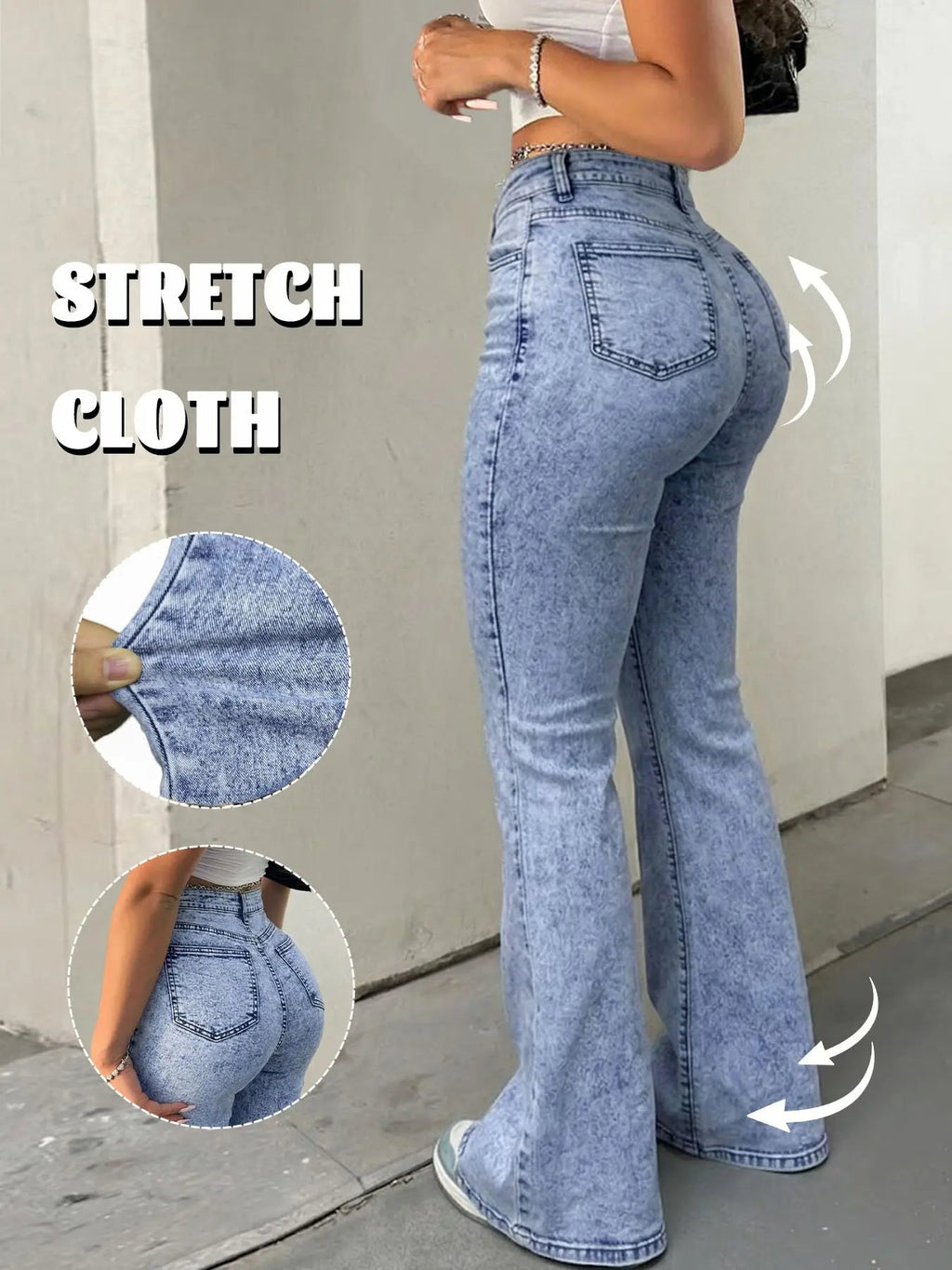 Y2K Women's High Waist Flare Leg Jeans,Casual Button Fly Pocket Design Bell Bottom Denim,Women's Bottoms for Daily Wear,000 Jeans,Fashionable And Versatile Women's Jeans,Suitable For Spring,Summer,Autumn And Winter