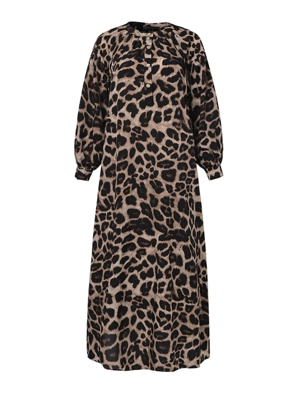 Women's Casual Boho All-Over Leopard Print Dress, Street Long Dress for Vacation Wear, Ladies Clothes for Daily Wear