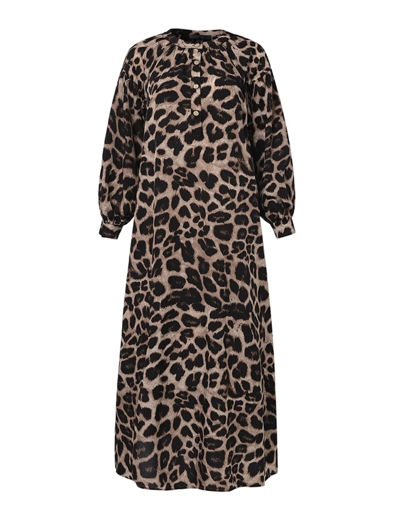 Women's Casual Boho All-Over Leopard Print Dress, Street Long Dress for Vacation Wear, Ladies Clothes for Daily Wear