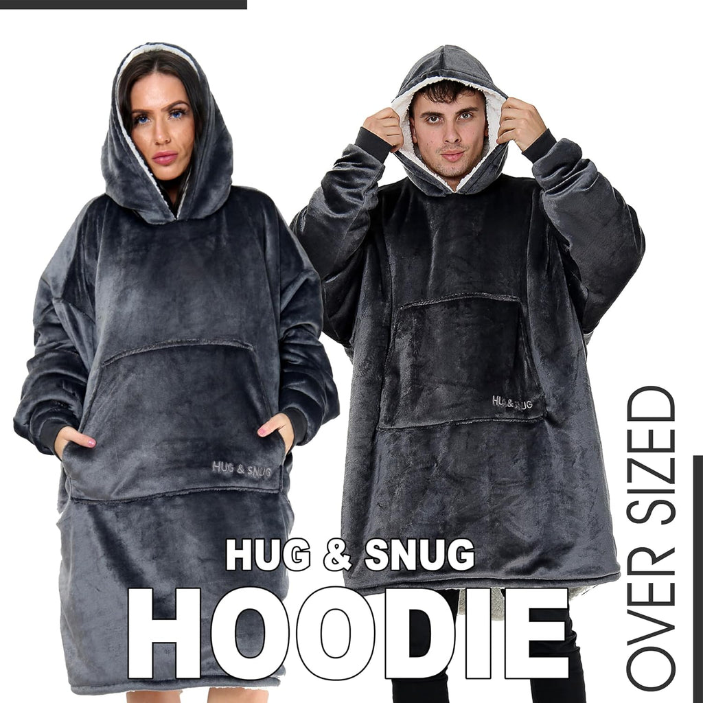 Oversized Hoodie Blanket Men Women, Ultra Soft Sherpa Fleece Warm Cosy Wearable Throw Sweatshirt Snuggle Oodies for Adults Teens with Big Pocket