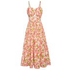Women's Casual Bohemian Floral Maxi Sundress - Summer Spaghetti Strap Smocked Tiered Beach Dress with Pockets, Plus Size, Boho Clothes for Women