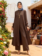 Arabian Style Modesty Two-Piece Set for Muslim Women Long Sleeve Shirt & Pants, Plus Size, Perfect for Spring & Fall Seasons