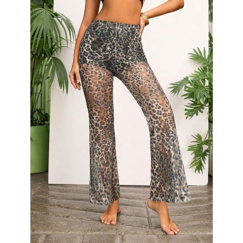 Women's High Waist Flare Lace Knit Vacation Pants