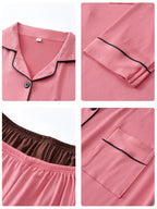 Women's Lapel Cardigan Set, Casual Loose-Fitting Long Sleeve Knitwear, Fall & Winter Home Wear, 2-Piece