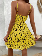 Women’s Fashion Floral Print Mini Dress with Adjustable Thin Straps, Stylish Summer for Casual Events