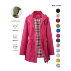 Women's Solid Color Drawstring Zip-Up Hooded Trench Coat Long Sleeve Waterproof Windproof Soft Comfortable Casual Outerwear Suitable For Spring Fall Daily Wear Outings