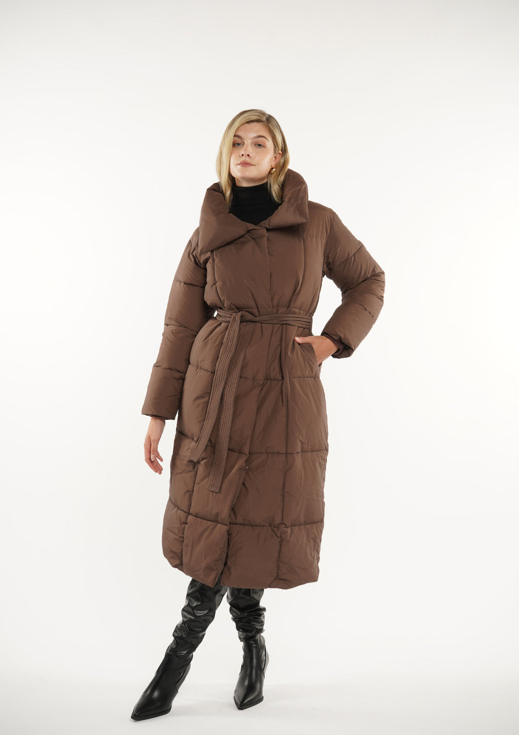 Extra Long Length Belted Button Jacket Splashproof