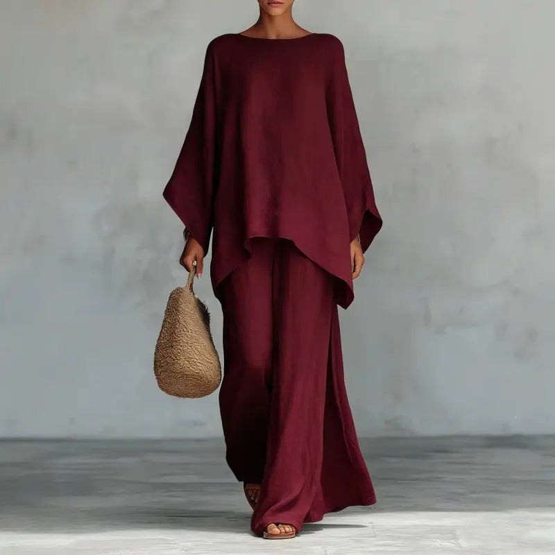 New women's set: loose-fitting shirt and wide-leg trousers
