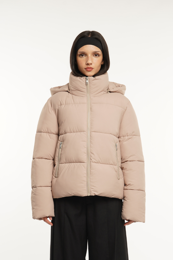 Detachable hooded down jacket