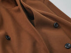 Long double-breasted coat with a belt and lapel, suitable for everyday wear and versatile