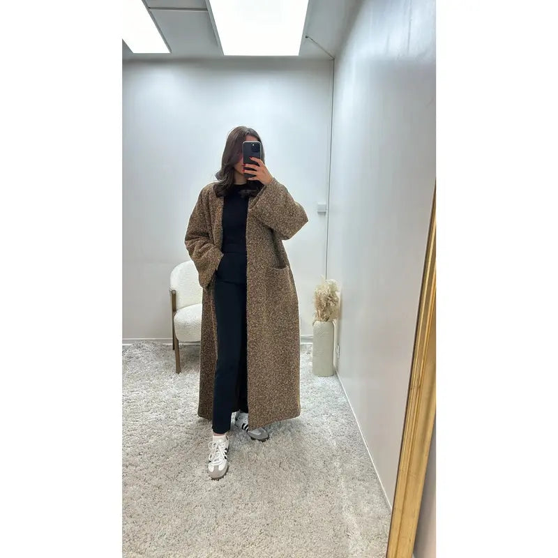 Oversized Coat Straight Fit with Two Pockets for Women