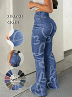 Y2K Women's High Waist Flare Leg Jeans,Casual Button Fly Pocket Design Bell Bottom Denim,Women's Bottoms for Daily Wear,000 Jeans,Fashionable And Versatile Women's Jeans,Suitable For Spring,Summer,Autumn And Winter