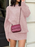 Autumn Winter Women's Stylish Commuter Two-Piece Set, Casual Elegance with Knitted Top and Skirt, Perfect for Fashionable Outings, Womenswear