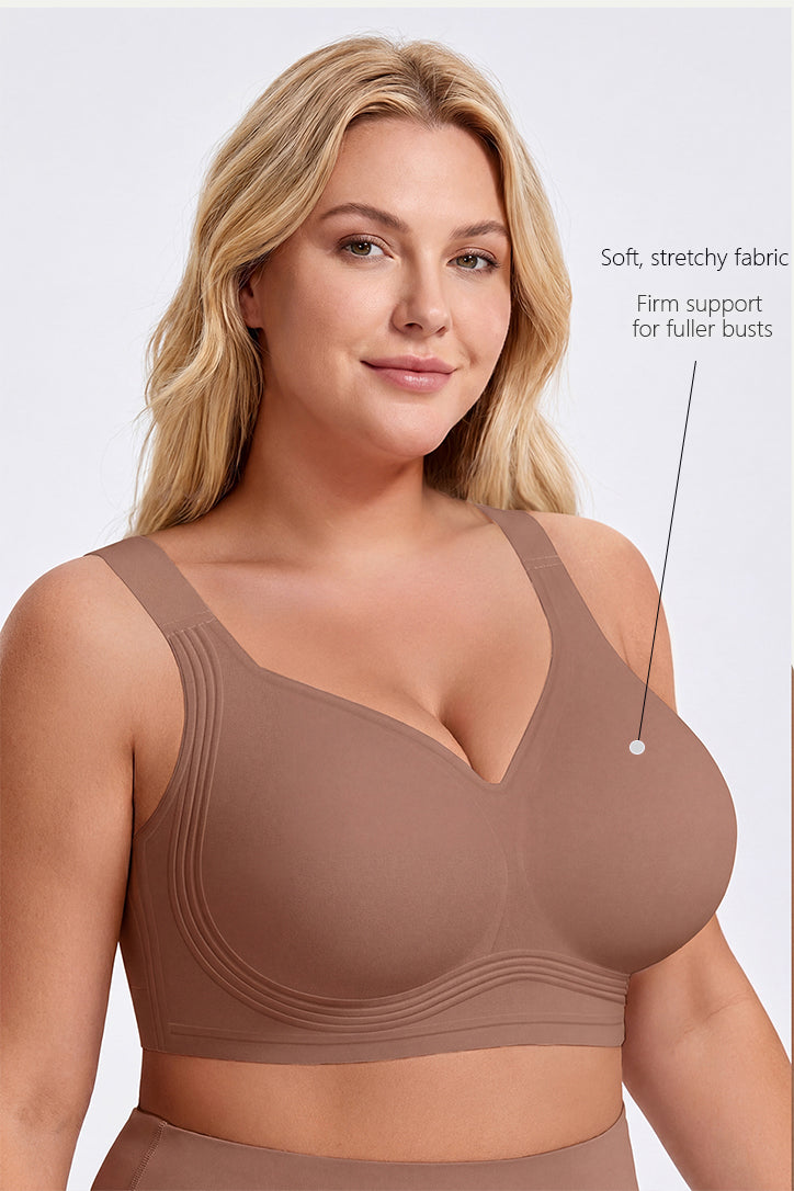 Curveins Plus Size Padded Wireless Full Coverage Comfortable Bra for Big Chest