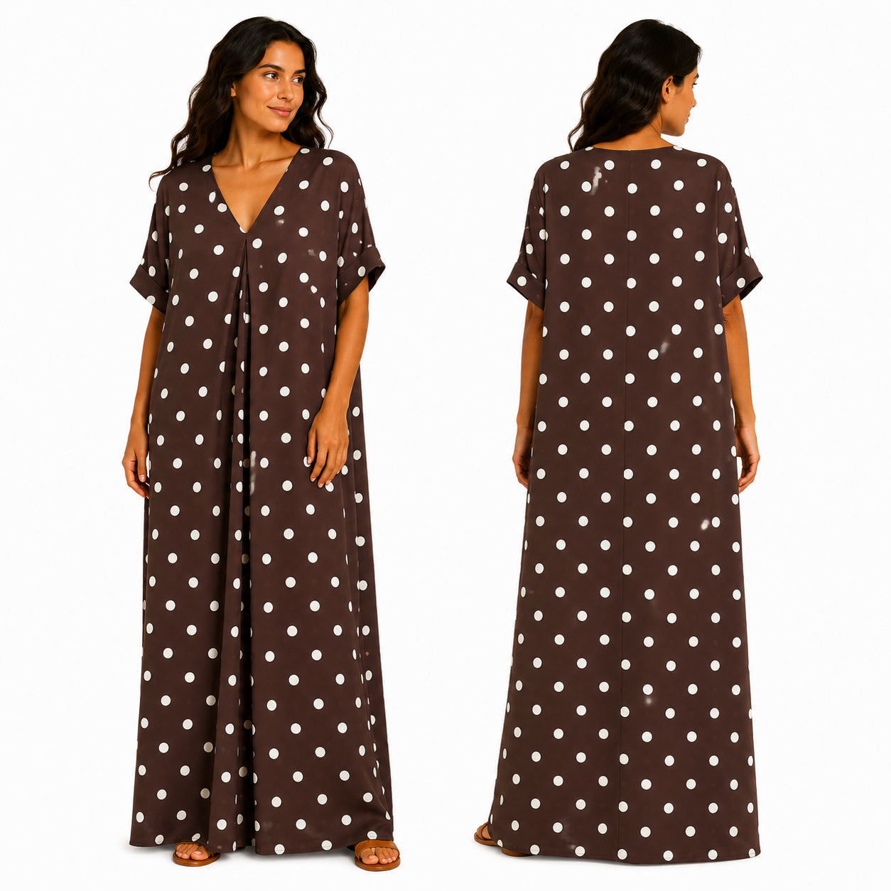 Robe Longue Oversize Femme à Pois Coupe Fluide Chic Été