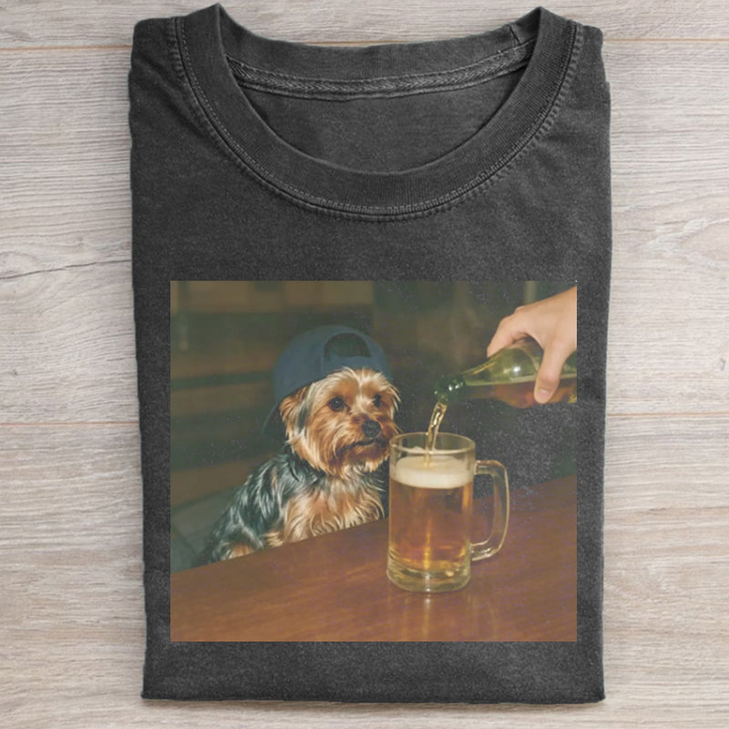 Funny Yorkie Drinking Beer T-shirt