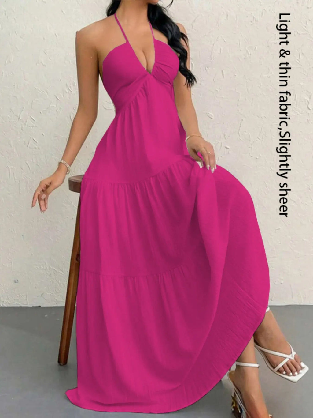 Women's Plain Dress, Summer Clothes Women, Casual Sleeveless Backless Dress for Beach Holiday Vacation, Ladies Summer Clothes