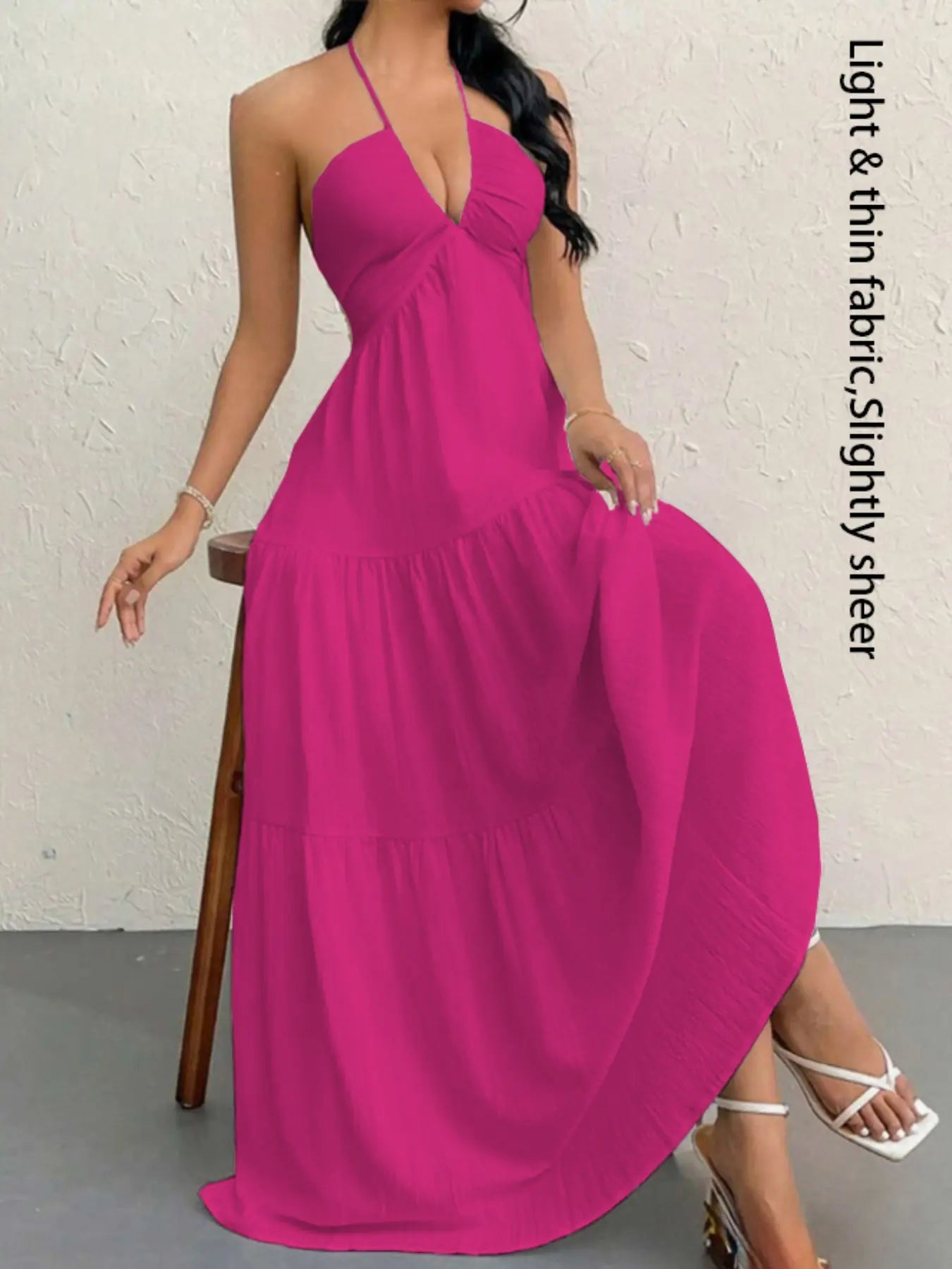 Women's Plain Dress, Summer Clothes Women, Casual Sleeveless Backless Dress for Beach Holiday Vacation, Ladies Summer Clothes