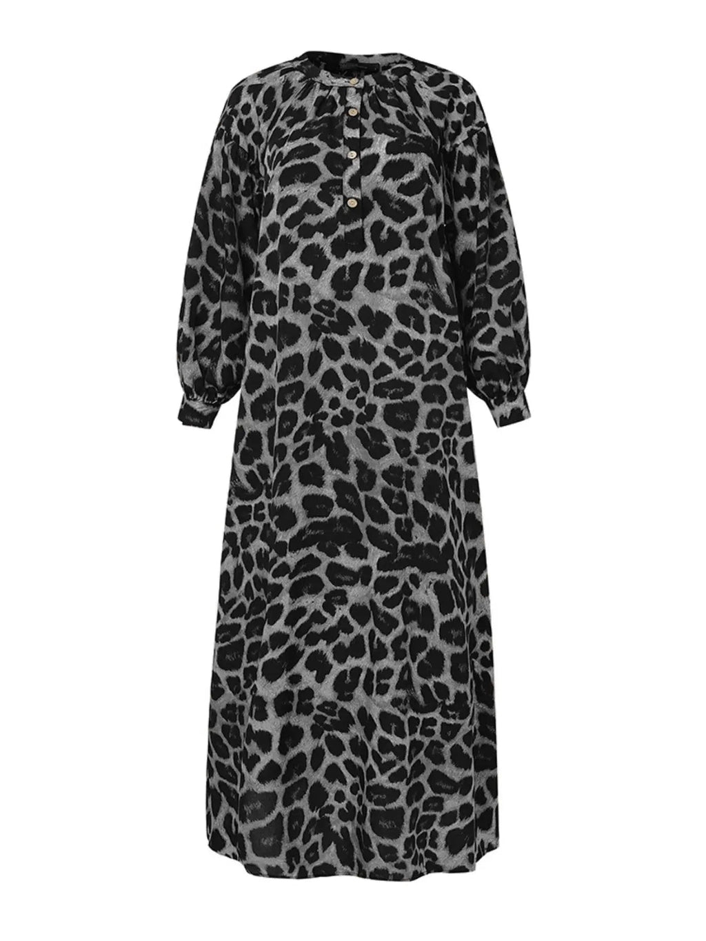 Women's Casual Boho All-Over Leopard Print Dress, Street Long Dress for Vacation Wear, Ladies Clothes for Daily Wear