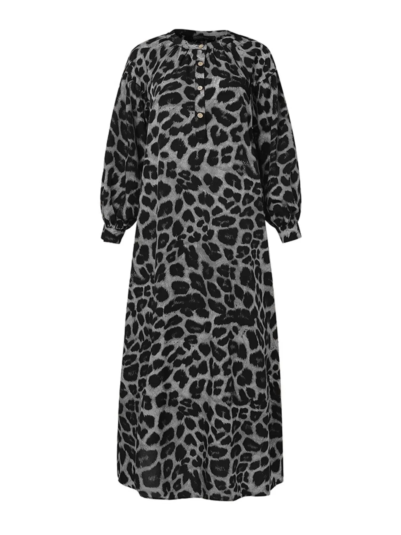 Women's Casual Boho All-Over Leopard Print Dress, Street Long Dress for Vacation Wear, Ladies Clothes for Daily Wear