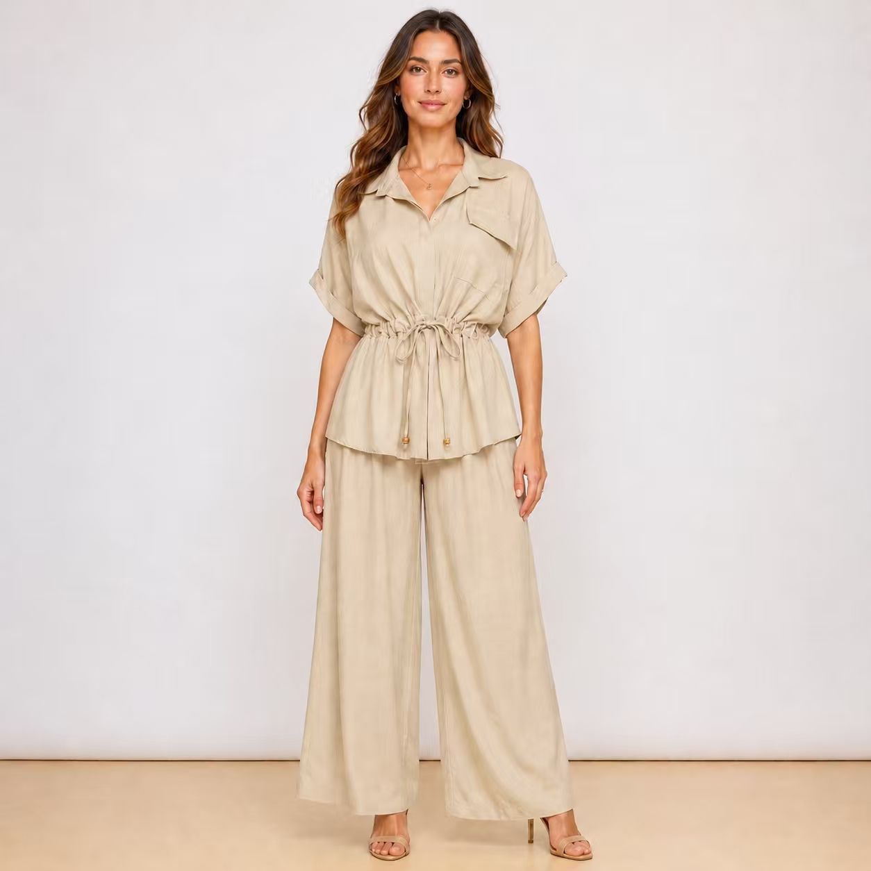[2026] Capri, Completo Camicia Con Coulisse In Vita E Pantalone Coordinato