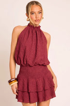 Black Textured Flippy Playsuit - Bernice