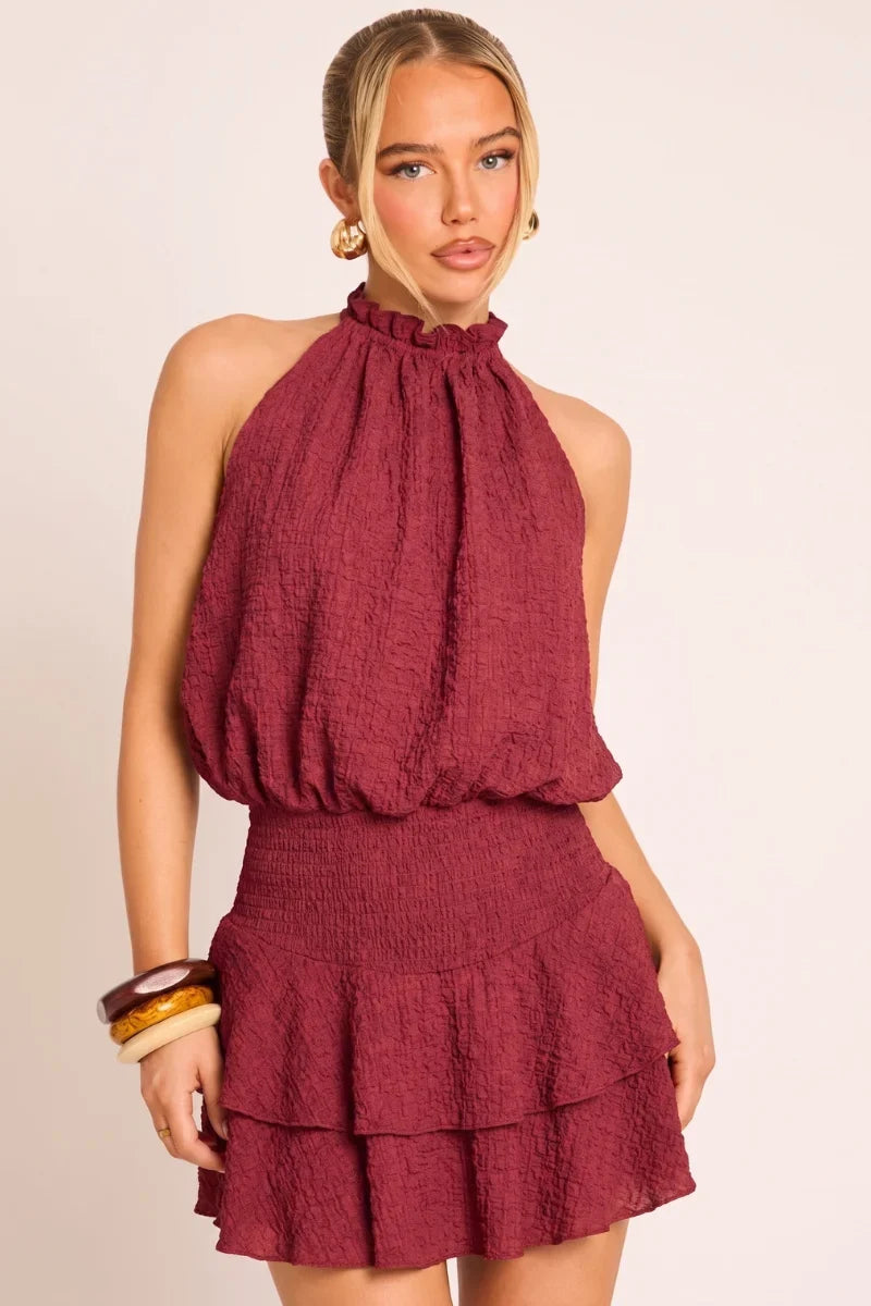 Black Textured Flippy Playsuit - Bernice