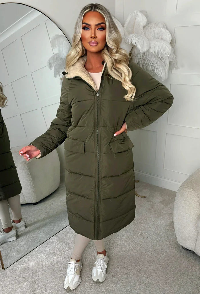 Double Trouble Black Reversible Borg Padded Puffer Coat