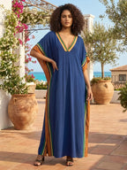 Women's Casual Kaftan Long Dress Oversized Chic Bohemian House Robe Beachwear Vacation Bathing Suit Cover Up Lounge Wear Boho Summer Holiday