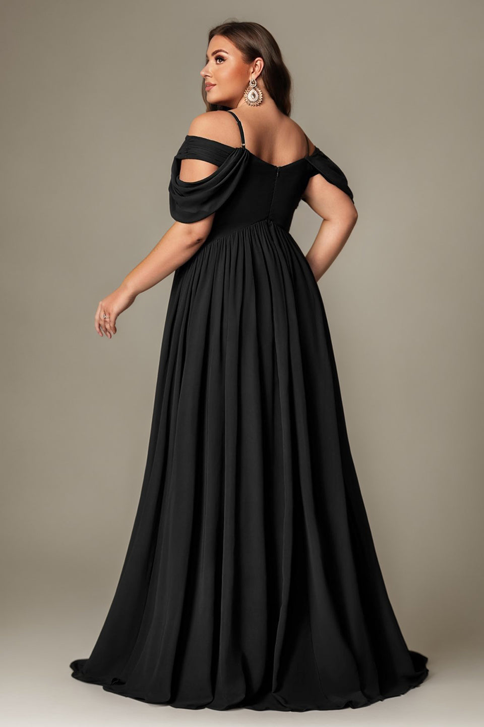 Curveins Plus Size Off-Shoulder Short Sleeve A-Line Maxi Dress