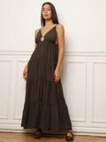 Robe longue à bijou et grands volants