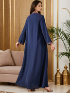 Elegant Muslim Women's Long Robe with Colorful Embroidery, Perfect for All Seasons, Stylish and Comfortable Clothing, Muslim Women Gowns