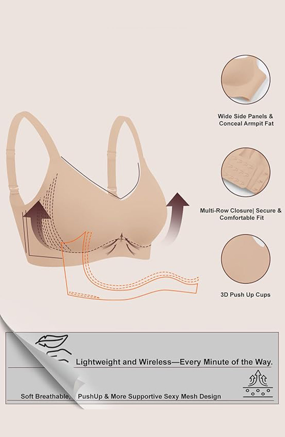 Curveins Soft Jelly Full Cup No Underwire Seamless Support T-Shirt Bra