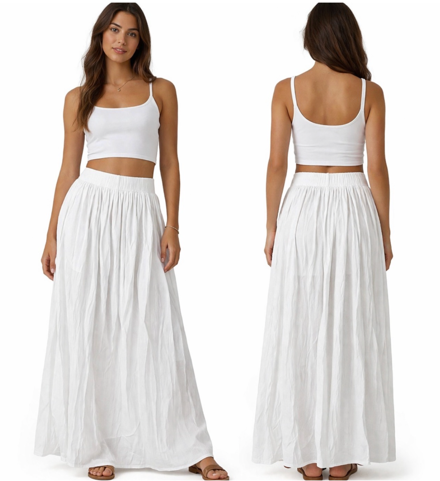 Jupe longue fluide taille haute – coupe ample élégante avec taille élastique confortable look chic et moderne