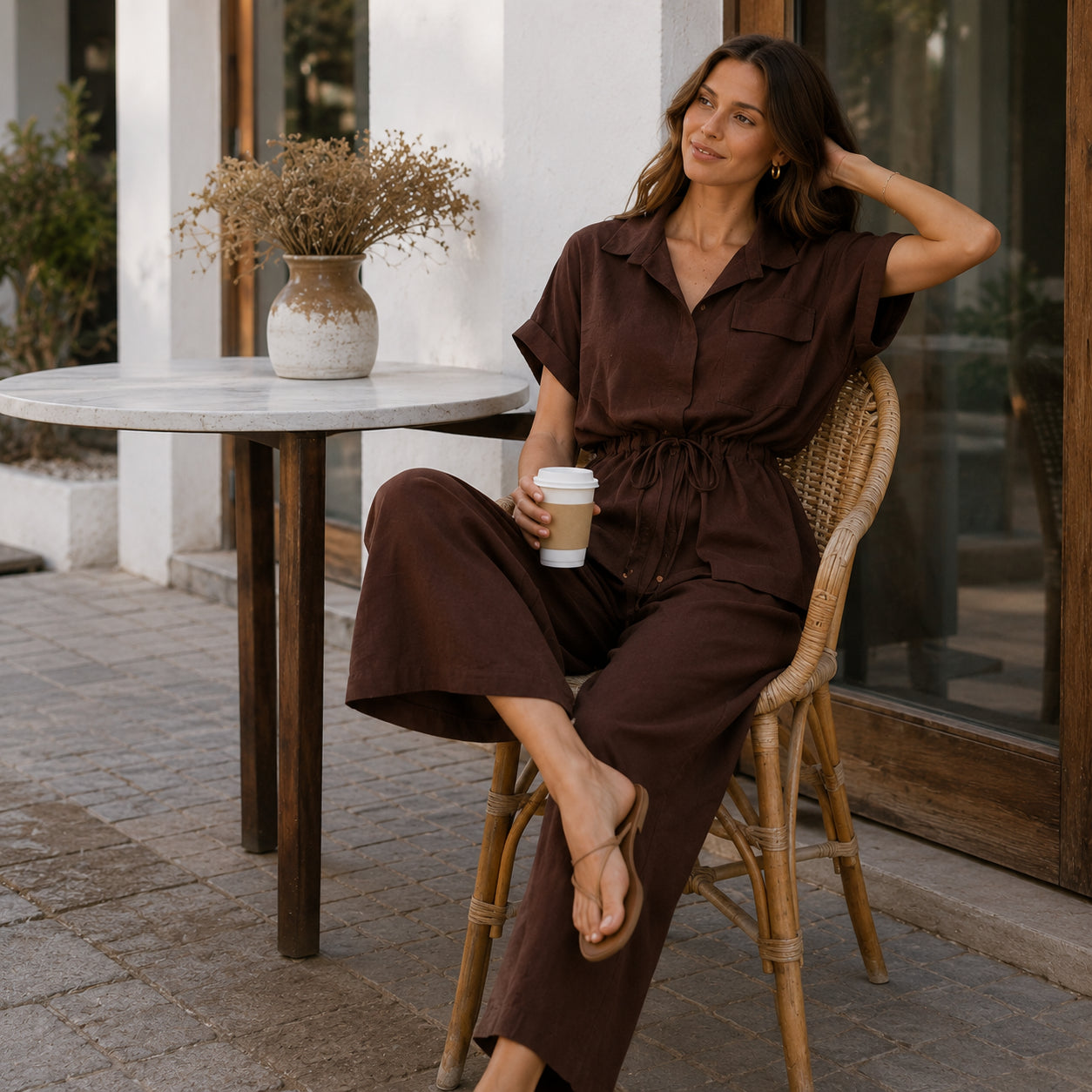 [2026] Capri, Completo Camicia Con Coulisse In Vita E Pantalone Coordinato