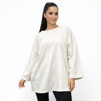 T-shirt uni oversize femme manches longues 100% coton – coupe ample, basique tendance