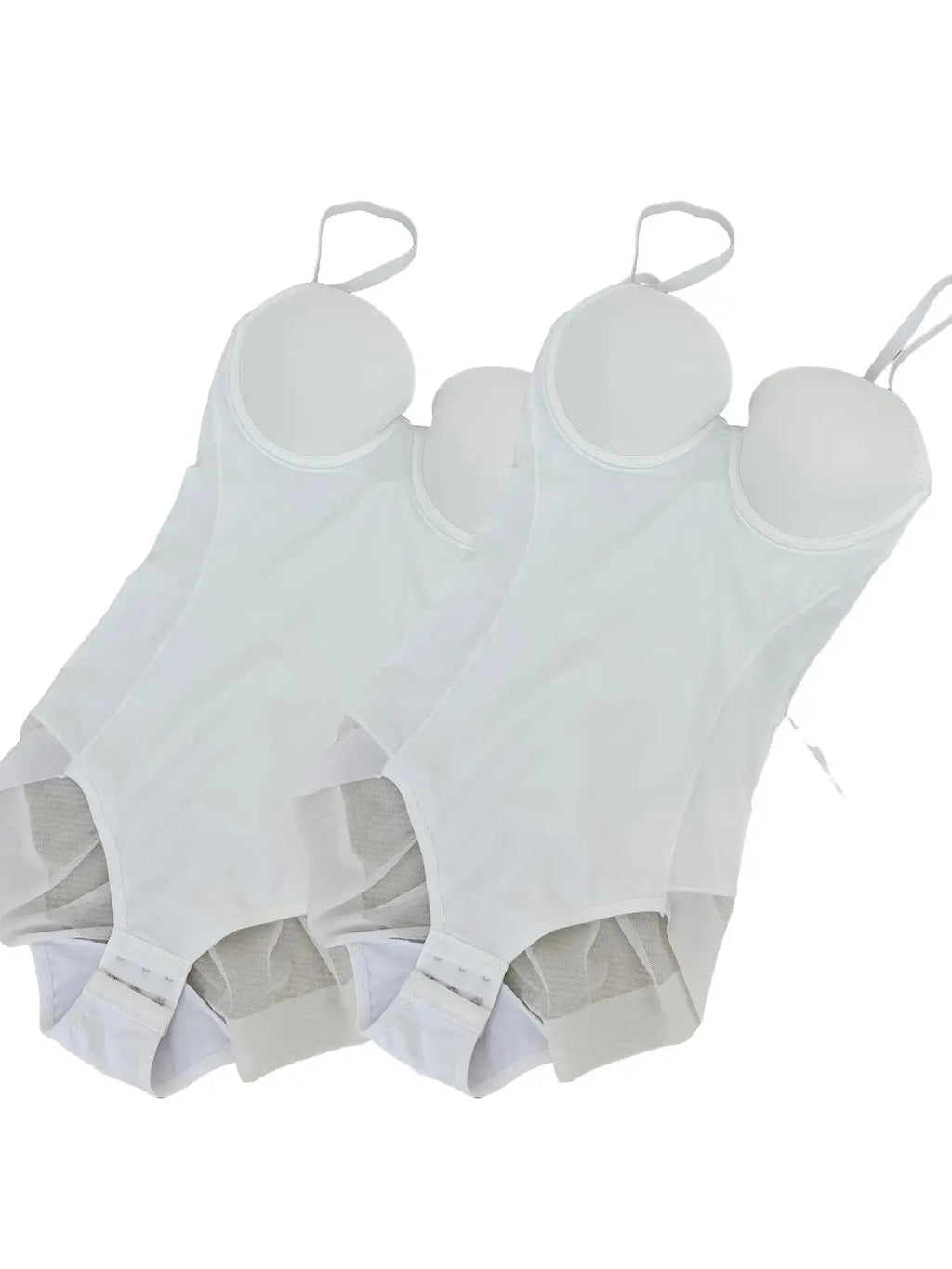 Women's Solid Color Contrast Mesh Sheer Cami Shapewear Bodysuit, Adjustable Strap Tummy Control Shapewear for All Seasons
