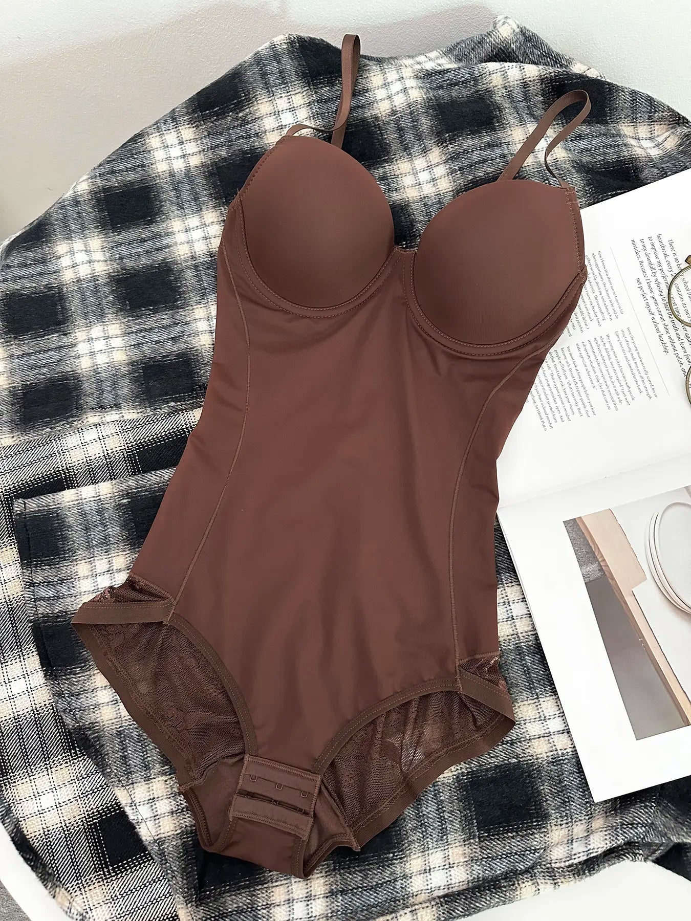 Women's Deep V Backless Slimming Body Shaping Bodysuit, XS-Xxl Sizes Available, Casual Style, Plain Design, All Season Wear