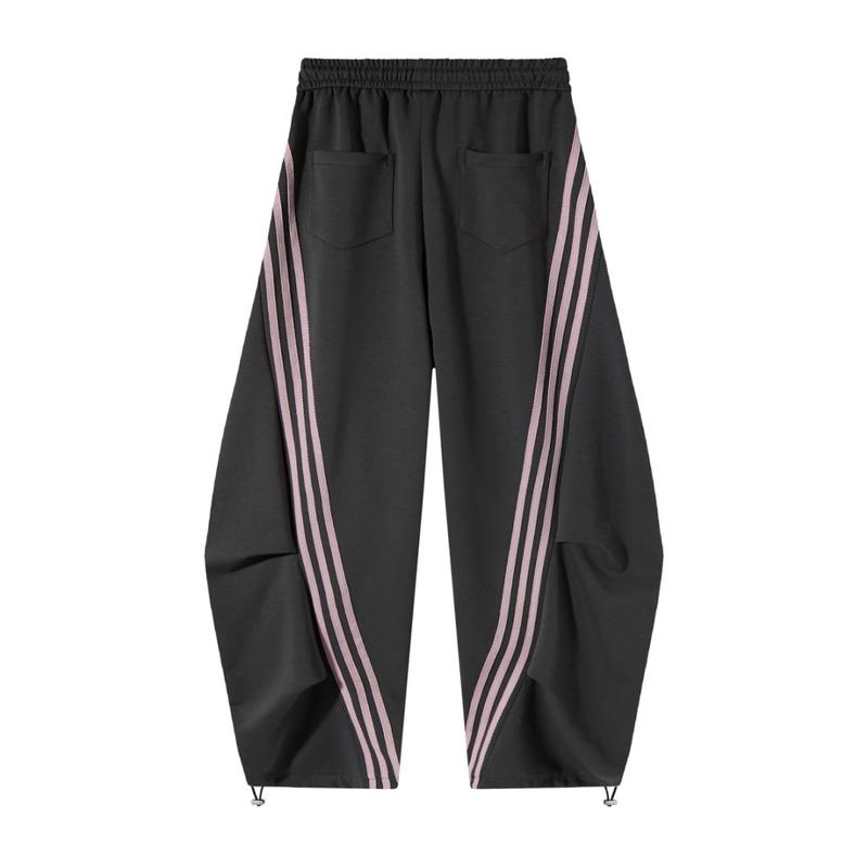 Loose Wide Leg Striped Track Pants Women's Casual Streetwear Joggers with Elastic Waistband & Side Pockets for Workout Clothes
