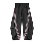 Loose Wide Leg Striped Track Pants Women's Casual Streetwear Joggers with Elastic Waistband & Side Pockets for Workout Clothes