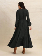 Women's Plain V Neck Long Sleeve Dress, Casual Fitted Woven Dress for All Seasons, Daily Wear Fashionable Women's Clothing