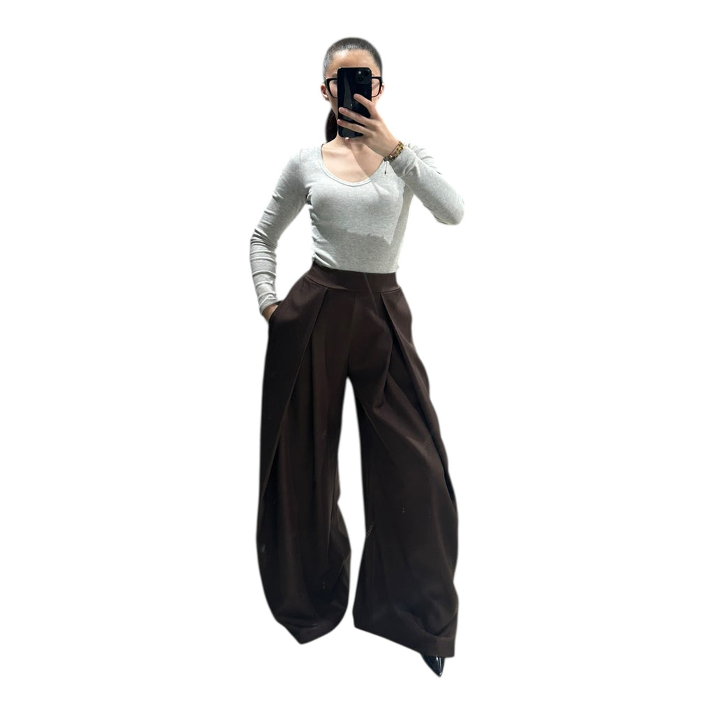 Women's Chic, Modern, High-Waisted, Flowy, Oversized Wide-Leg Trousers