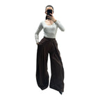 Women's Chic, Modern, High-Waisted, Flowy, Oversized Wide-Leg Trousers